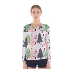 Christmas Trees Icons Women s Long Sleeve T-shirt