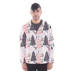 Christmas Trees Icons Men s Hooded Windbreaker