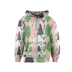 Christmas Trees Icons Kids  Zipper Hoodie