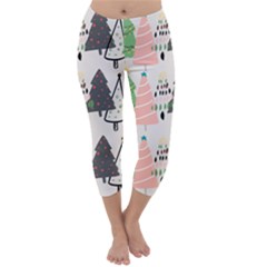 Christmas Trees Icons Capri Winter Leggings 