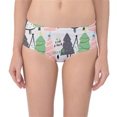 Christmas Trees Icons Mid-waist Bikini Bottoms by Apen