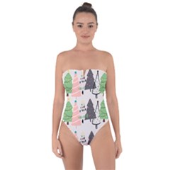 Christmas Trees Icons Tie Back One Piece Swimsuit by Apen