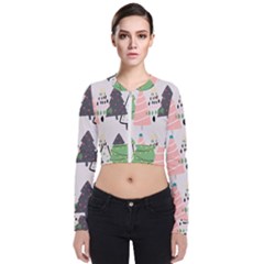 Christmas Trees Icons Long Sleeve Zip Up Bomber Jacket by Apen