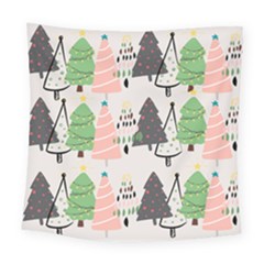 Christmas Trees Icons Square Tapestry (large)