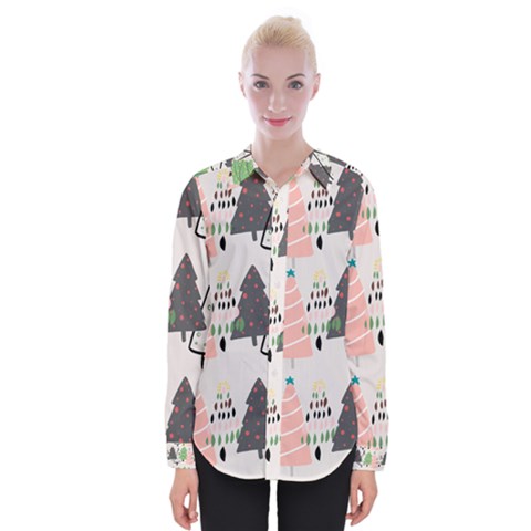 Christmas Trees Icons Womens Long Sleeve Shirt by Apen