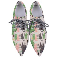 Christmas Trees Icons Pointed Oxford Shoes