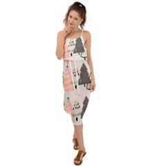 Christmas Trees Icons Waist Tie Cover Up Chiffon Dress