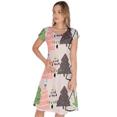 Christmas Trees Icons Classic Short Sleeve Dress by Apen