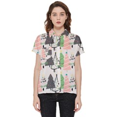 Christmas Trees Icons Short Sleeve Pocket Shirt by Apen