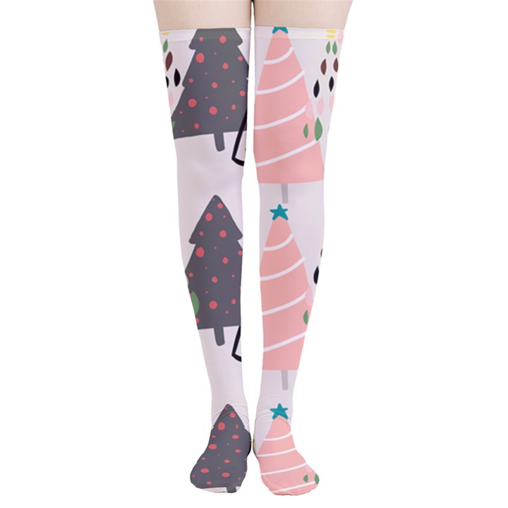 Christmas Trees Icons Thigh High Stockings