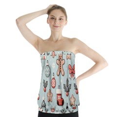 Christmas Cartoon Pattern Strapless Top by Apen