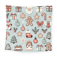 Christmas Cartoon Pattern Square Tapestry (large)