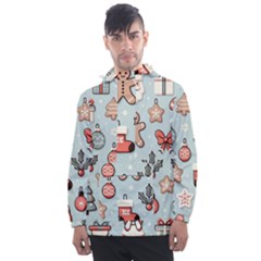 Christmas Cartoon Pattern Men s Front Pocket Pullover Windbreaker