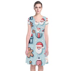 Christmas Decoration Angel Short Sleeve Front Wrap Dress