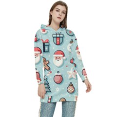 Christmas Decoration Angel Women s Long Oversized Pullover Hoodie