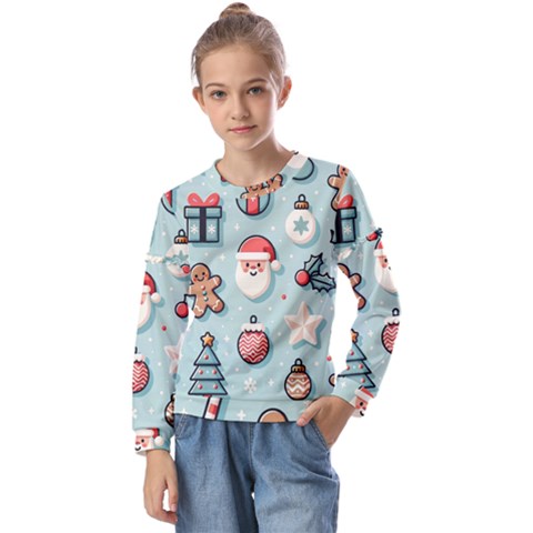 Christmas Decoration Angel Kids  Long Sleeve T-shirt With Frill  by Apen