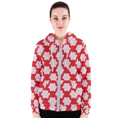 Christmas Snowflakes Background Pattern Women s Zipper Hoodie