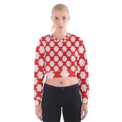 Christmas Snowflakes Background Pattern Cropped Sweatshirt