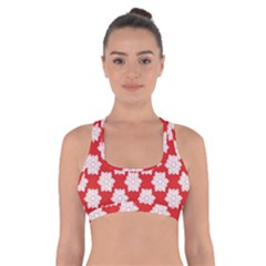 Christmas Snowflakes Background Pattern Cross Back Sports Bra by Apen