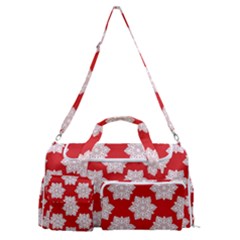 Christmas Snowflakes Background Pattern Sports Gym Duffle Bag With Shoe Compartment by Apen