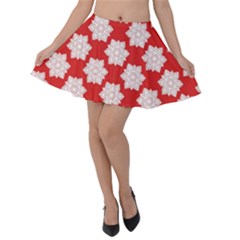 Christmas Snowflakes Background Pattern Velvet Skater Skirt