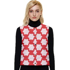 Christmas Snowflakes Background Pattern Women s Button Up Puffer Vest