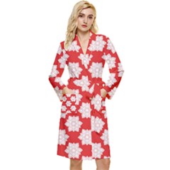 Christmas Snowflakes Background Pattern Long Sleeve Velvet Robe by Apen