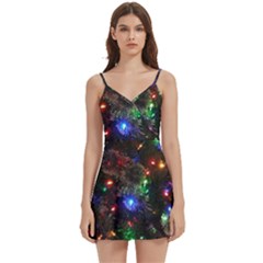 Christmas Lights Body Wrap Sleeveless V-neck Mini Dress by Apen