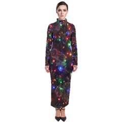 Christmas Lights Turtleneck Maxi Dress