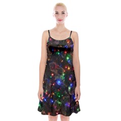 Christmas Lights Spaghetti Strap Velvet Dress