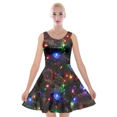 Christmas Lights Velvet Skater Dress