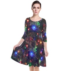 Christmas Lights Quarter Sleeve Waist Band Dress by Apen