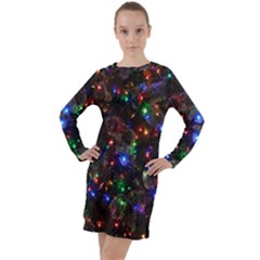 Christmas Lights Long Sleeve Hoodie Dress