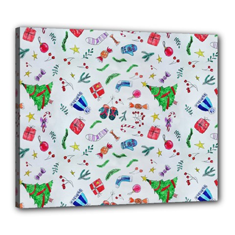 New Year Christmas Winter Pattern Canvas 24  X 20  (stretched) by Apen