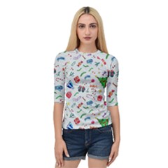 New Year Christmas Winter Pattern Quarter Sleeve Raglan T-shirt