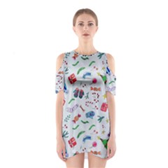 New Year Christmas Winter Pattern Shoulder Cutout One Piece Dress by Apen