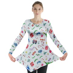 New Year Christmas Winter Pattern Long Sleeve Tunic 