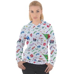 New Year Christmas Winter Pattern Women s Overhead Hoodie by Apen