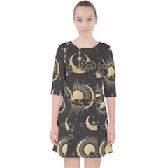 Star Colorful Christmas Abstract Quarter Sleeve Pocket Dress