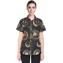 Star Colorful Christmas Abstract Women s Short Sleeve Shirt