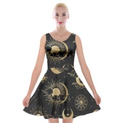 Star Colorful Christmas Abstract Velvet Skater Dress