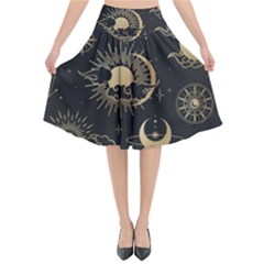 Star Colorful Christmas Abstract Flared Midi Skirt