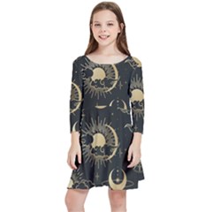 Star Colorful Christmas Abstract Kids  Quarter Sleeve Skater Dress