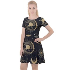 Star Colorful Christmas Abstract Cap Sleeve Velour Dress 