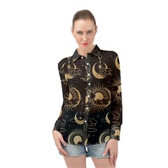 Star Colorful Christmas Abstract Long Sleeve Chiffon Shirt