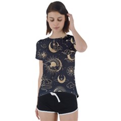 Star Colorful Christmas Abstract Short Sleeve Open Back T-shirt