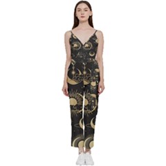 Star Colorful Christmas Abstract V-neck Camisole Jumpsuit