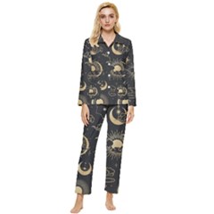 Star Colorful Christmas Abstract Womens  Long Sleeve Velvet Pocket Pajamas Set