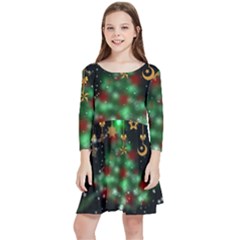 Christmas Star Jewellery Kids  Quarter Sleeve Skater Dress by anzea