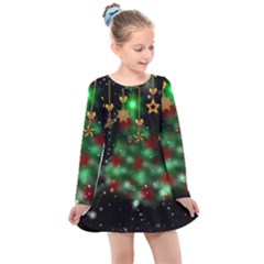 Christmas Star Jewellery Kids  Long Sleeve Dress by anzea